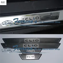 Для 2014 2015 2016 Renault Clio IV Clio 4 Тюнинг автомобилей стикер 4 шт./лот Нержавеющая сталь Накладка порога декоративное покрытие