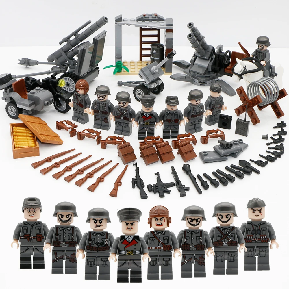 

Military Figure Swat Team Army Germany soldiers Weapons German guns Mini ww2 modern Building Blocks Compatible Legoed Bricks Toy