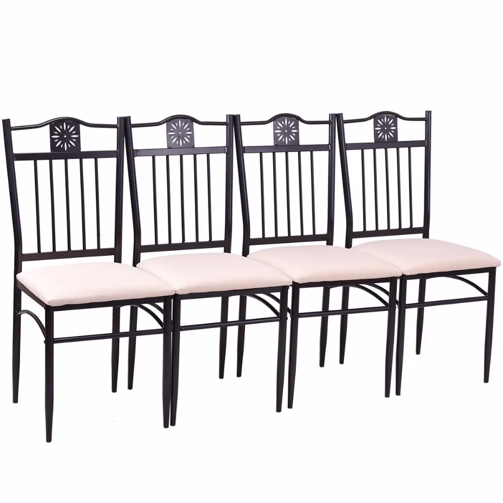 Goplus 5 Piece Kitchen Dining Set Wood Metal Table and 4 Chairs Kitchen Breakfast Modern Dining Room Furniture Set HW56524