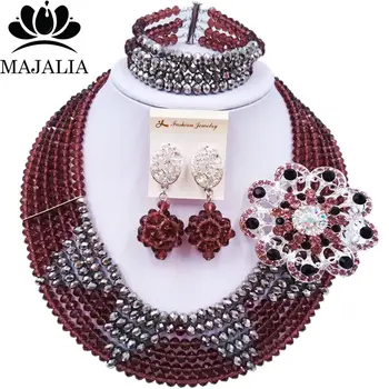 

Majalia Fashion Deep Purple Lady African Jewelery Set Nigerian Wedding Crystal Sets Free shipping 6ST0049