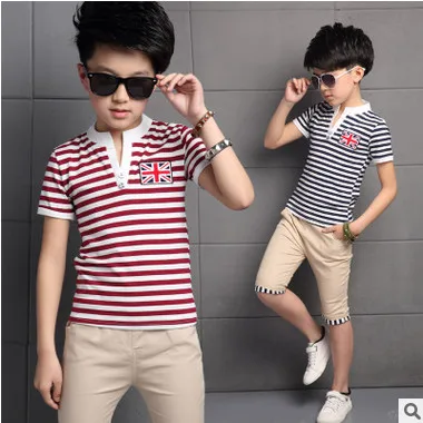 

Kids boys short-sleeved suit 2017 new summer children's cotton casual T-shirt big virgin piece shorts girls clothes 2-12 years