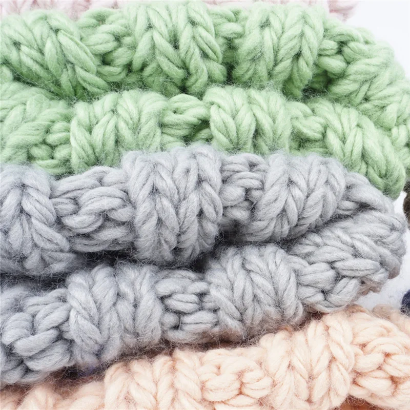 Fashion Knit hat ladies winter solid color simple thick wool hat warm earmuffs hat female cap