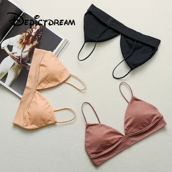 

Black Triangular cup bra With a chest pad Beautiful back Sexy bra girl nylon size S M L