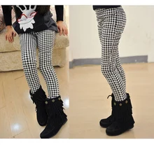 Весенне-осенние брюки-карандаш для девочек; леггинсы в ломаную клетку для девочек; классические узкие брюки с эластичной резинкой на талии