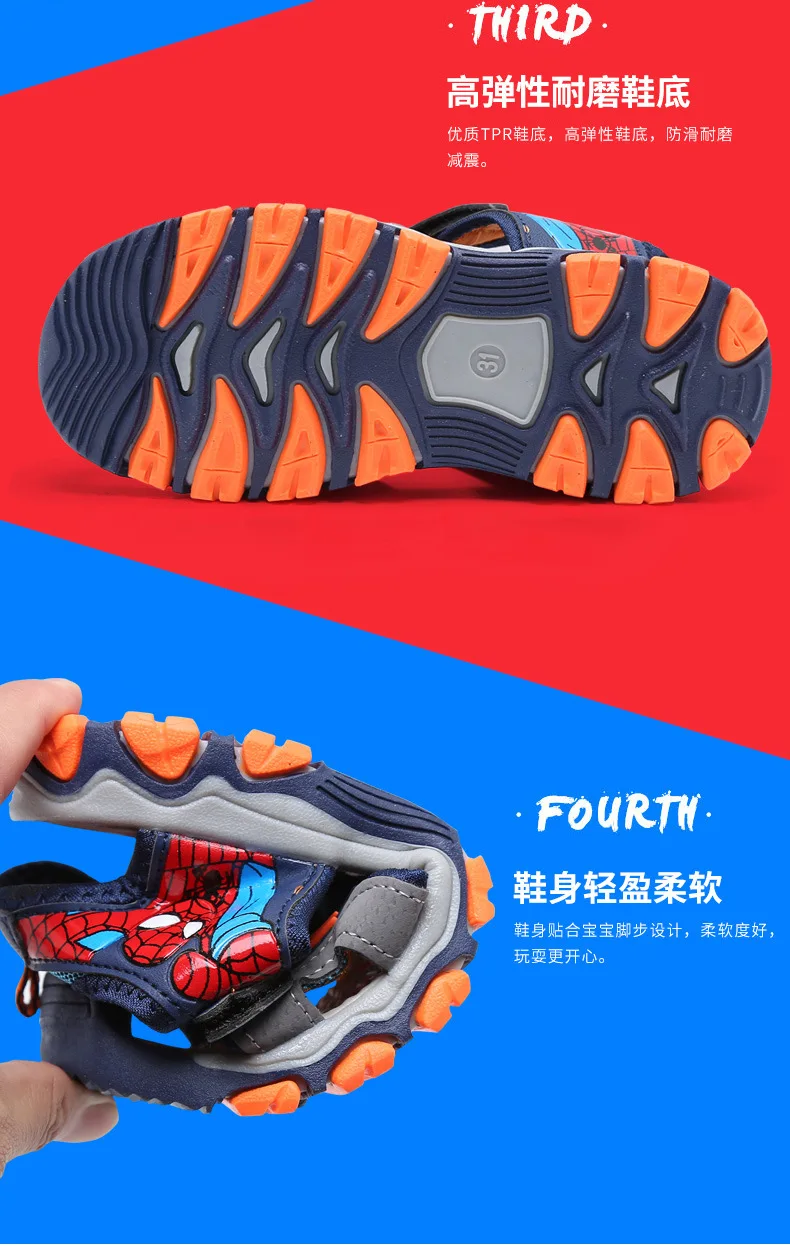 ZYJ Boys Spiderman Summer Sport Closed Toe Sandals Kids Shoes Girls Cartoon Spider Man Anti Slip Baby Beach Sandal Shoes (6)