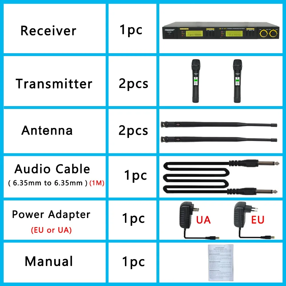 Freeboss FB U12 UHF беспроводной микрофон Система 2 способ 100 каналов ИК Частота Karoke KTV