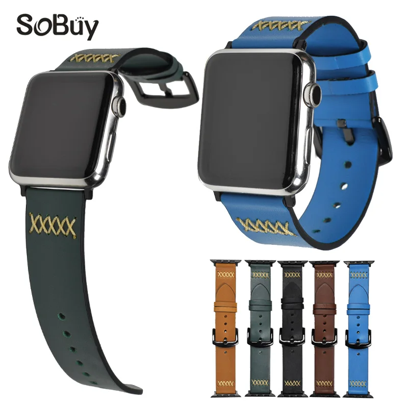

for Apple watch bracelet cow strap i watch Genuine Leather Wristband iwatch series 3/2/1 38mm belt 42mm band watchbands