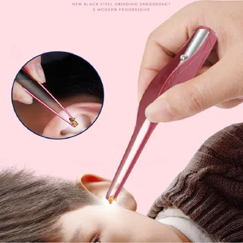 

LED Earpick Flashlight Ear Cleaner Set Earwax Removal Spoon Tweezer Ears Care Tool - without irritation or scratching