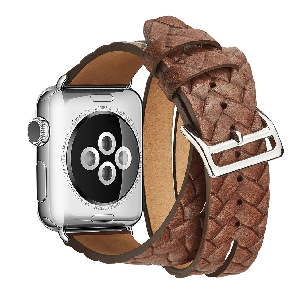Роскошный браслет ремешок для Apple Watch 38 мм 42 40 44 Серия 2 3 4 5 двойной из натуральной