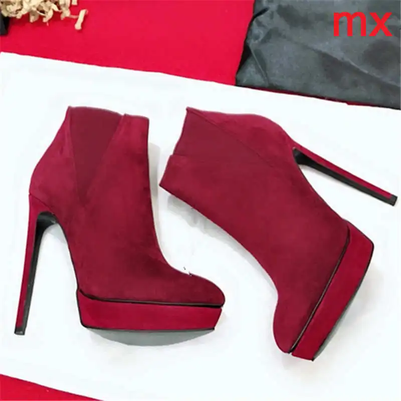 

F.N.JACK Women Shoes Pointed Toe Woman Boot Cow Suede Ankle Winter Boots High Heels 2019