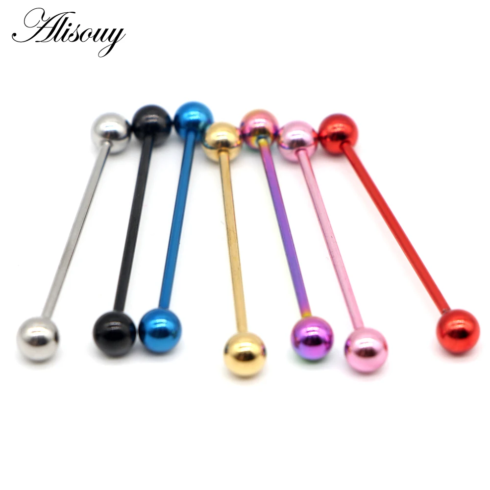 1PC 1.6*38mm Long Stainless Steel Industrial Piercing Ear Cartilage Plug Tunnel Jewelry Earring Straight Ear Barbell Jewelry