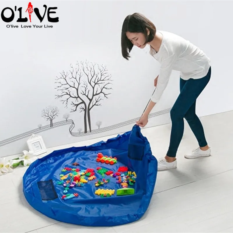 1.5M Organizer Toy Storage Box Portable Kids Toys Dolls Containers Storage Bag Small Items Play Blanket Rug Outdoor Picnic Mat