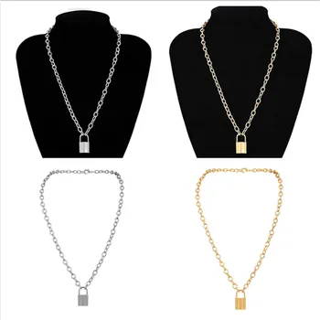 

1Pcs Women PadLock Pendant Necklace Cable Chain Necklace Friendship Gifts Jewelry 50cm