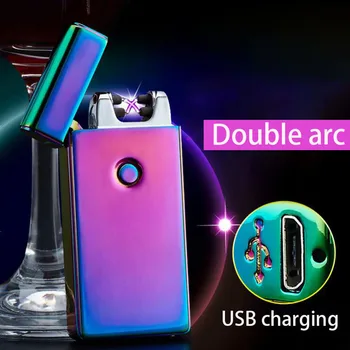 

Double Pulse Cross Arc USB Rechargeable Cigar Lighter Windproof Electronic Flameless Electric Cigarette Plasma Lighters