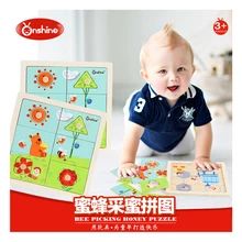 N150 обучение маленьких детей головоломки ребенка интеллект животное пчелы медовый месяц головоломки деревянные игрушки
