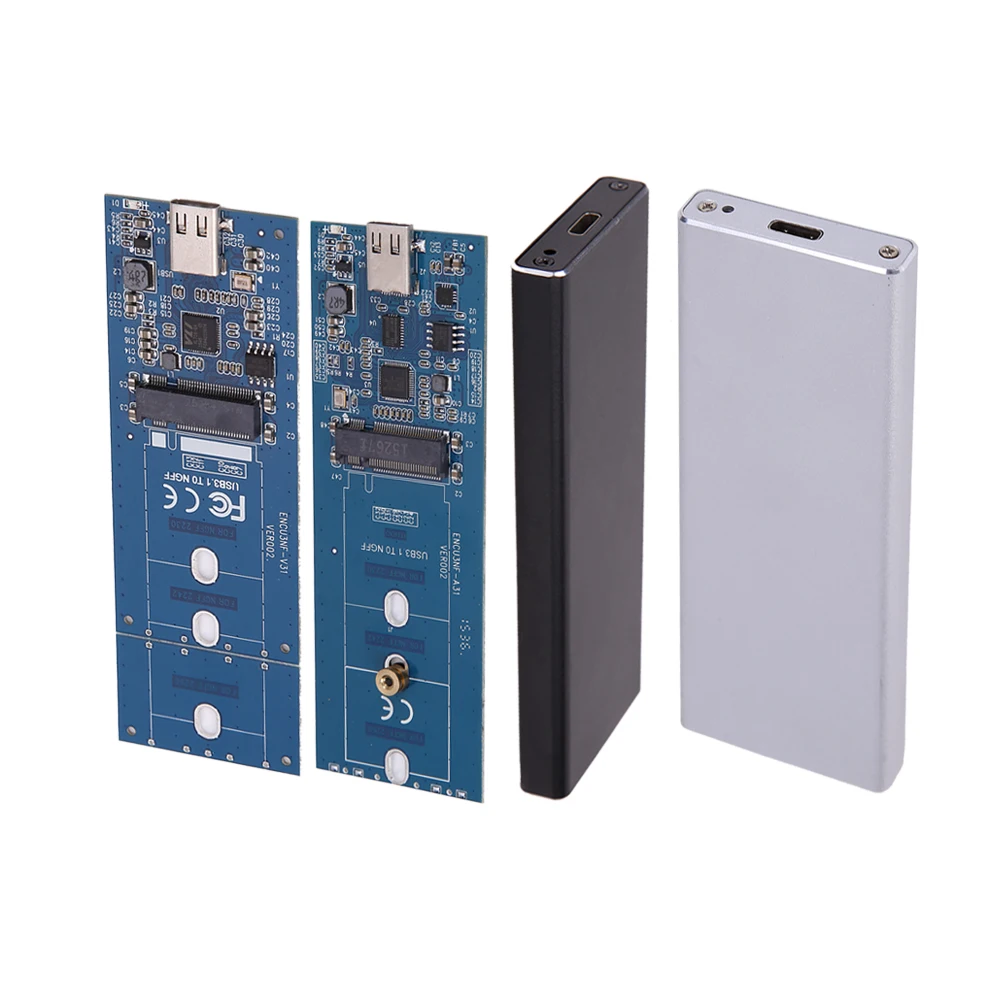 

M.2 B Key SSD to USB 3.1 Type-C Enclosure 10Gbps Card Converter Adapter External Aluminum Enclosure Case + USB Cable