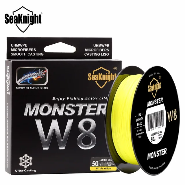SeaKnight MONSTER W8 Braided Fishing Line 500M 546YDS 8 Strands Wire PE Multifilament Line Carp Fishing 15 20 30 40 50 80 100LB