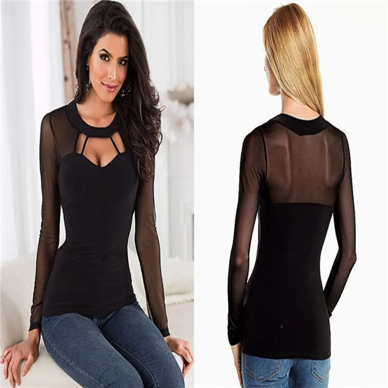 Sexy Women T-Shirt Black Long Sleeve Shoulder Party Backless T-shirt Costume Big Size Spring Top Fashion Lady Clothes Sexy Women T-Shirt Black Long Sleeve Shoulder Party Backless T-shirt Costume Big Size Spring Top Fashion Lady Clothes