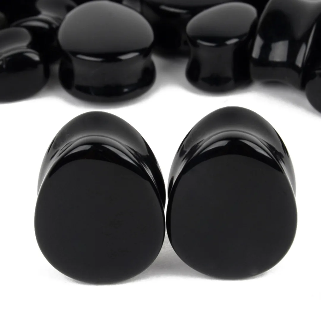 1 Pair Amethyst Natural Stone Teardrop Ear Plugs Tunnel Shellhard Gauges Ear Expanders Stretcher Fashion Body Pircings Jewelry