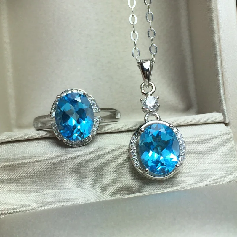 KJJEAXCMY boutique jewels 925 sterling silver inlaid with natural blue topaz ring pendant necklace for women's 2 piece set godde цена KJJEAXCMY boutique jewels 925 sterling silver inlaid with natural blue topaz ring pendant necklace for women's 2 piece set godde цены онлайн