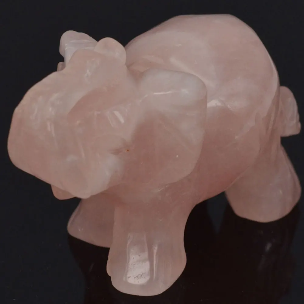 

Rose Quartz Crystal Elephant Carved Figurine Stone Chakra Healing Reiki Stone Feng Shui Crafts