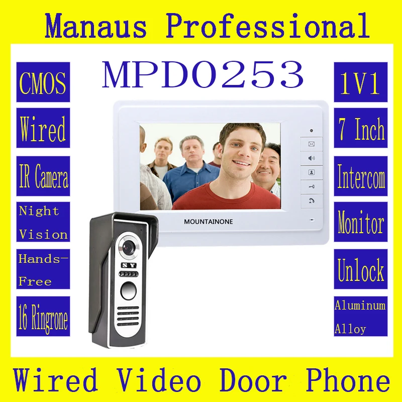 

D253b Hot Sale 7 Inch Display Screen 1V1 Video Door Phone Doorbell Intercom Kit 1 camera&1 monitor Night Vision Video Intercom