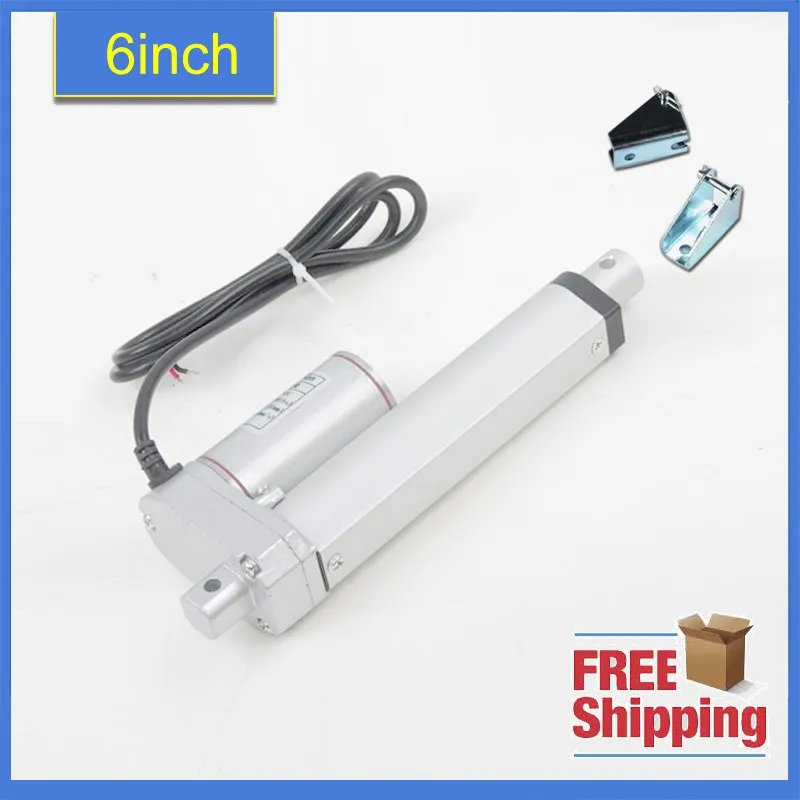

FreeShipping mini linear actuator with mounting bracket, 150mm stroke 100N-1500N12V 24v DC electric linear actuator 6inch small