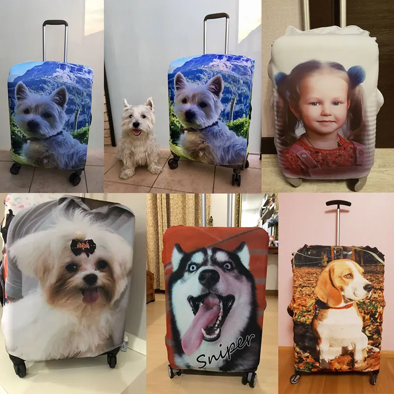 Ceny Dostosuj swój obraz Logo pokrowiec ochronny na walizkę dla dziewczynek chłopcy śliczna twarz w stylu kreskówki pokrowiec na bagaż 18 32 Cal akcesoria podróżne