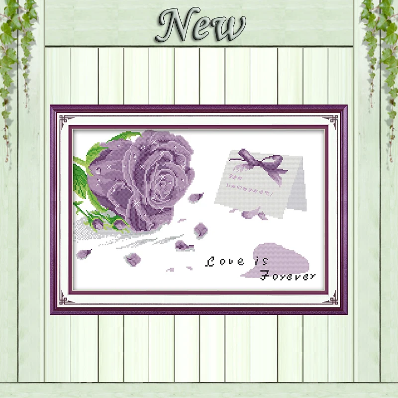 

Purple rose Love together paintings counted printed on canvas DMC 14CT 11CT chinese Cross Stitch Needlework Sets Embroidery kits