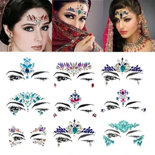 

1PC Adhesive Face jewels Gems Temporary Tattoo Rhinestone 3D Crystal Face and Eyeshadow Decoration Holiday Party Accessories