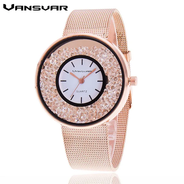Hot Sale Fashion Stainless Steel Rose Gold & Silver Band Quartz Watch Luxury Wom Hot Sale Fashion Stainless Steel Rose Gold & Silver Band Quartz Watch Luxury Wom