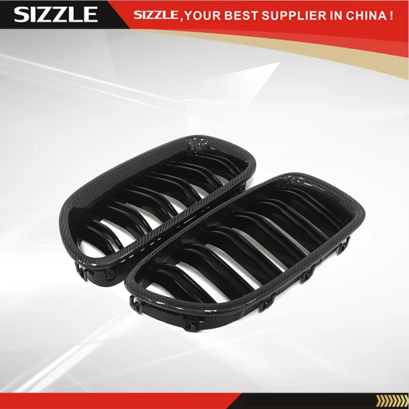 Best Carbon Fiber Dual Slats Front Grille Gloss Black For BMW M amp; 5 SeriesF10 F10 M5 2010 2016