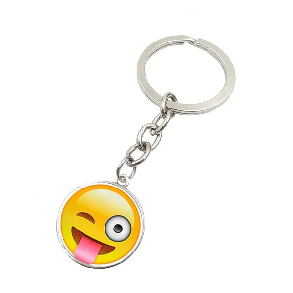 

2016 Hot Selling Emoji Pattern Key Chain Silver Key Rings Lovely Cartoon Car Key Cellphone Chain for Christmas gift