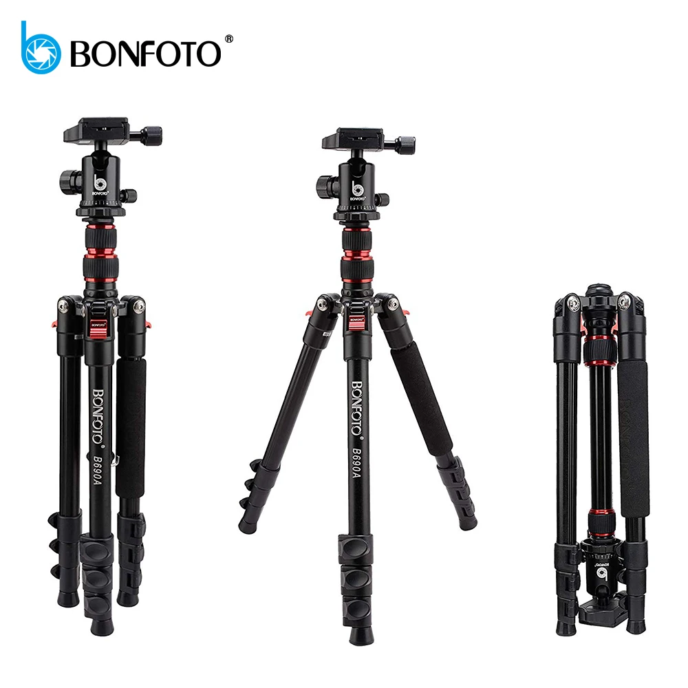  BONFOTO B690A Lightweight Tripod Monopod Portable Travel Camera Stand with Ball Head and Carry Bag 