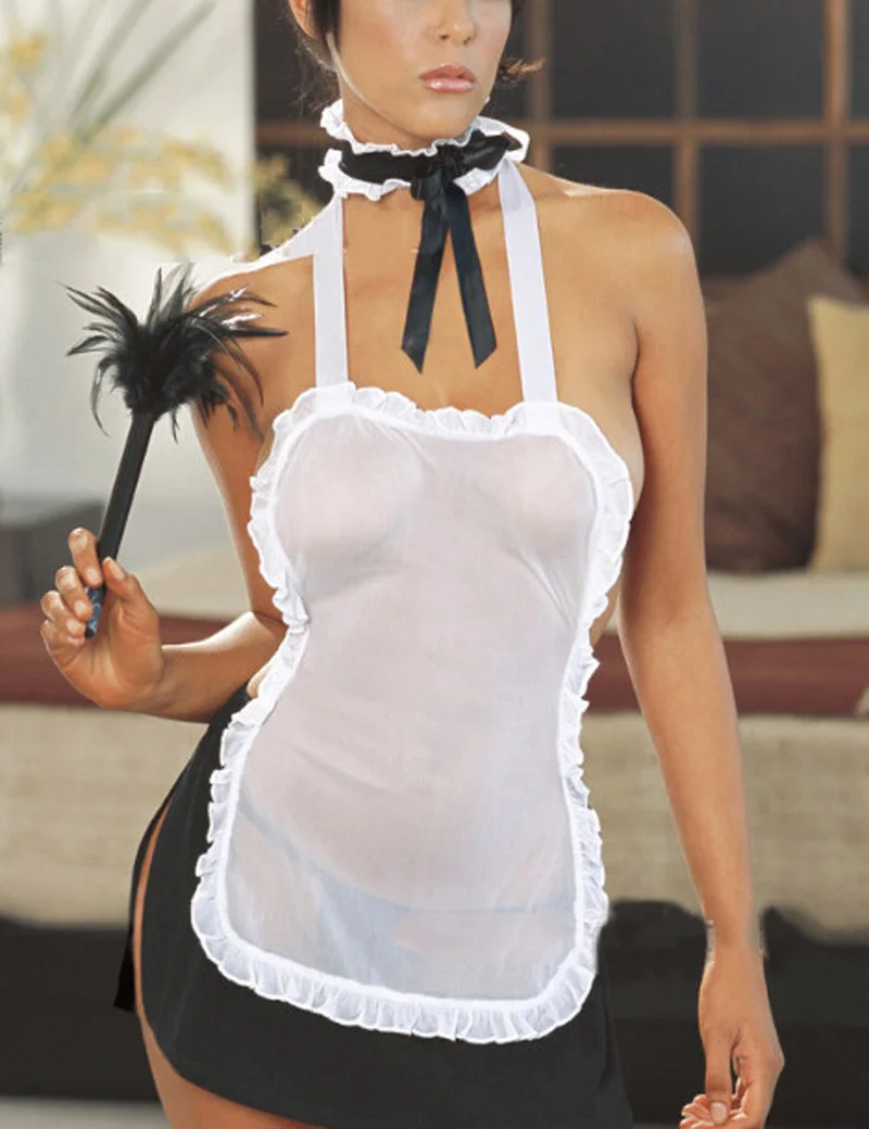 

Hot Sexy Halloween women Sexy Lingerie Black White French Apron Maid Servant Lolita Costume Cosplay Dress Uniform Sleepwear