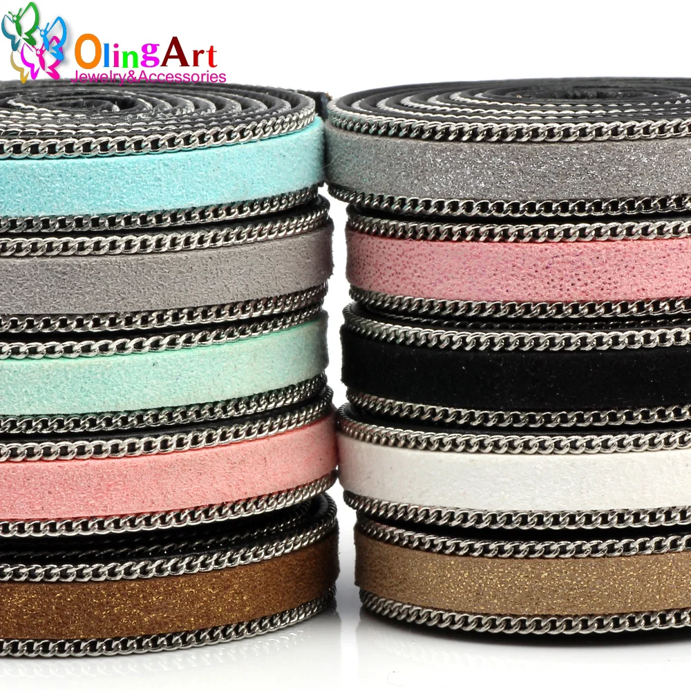 

OlingArt 10*2.5mm 90CM Faux Suede Leather Cord Mixed color Accessory women earrings Bracelet choker necklace DIY jewelry making