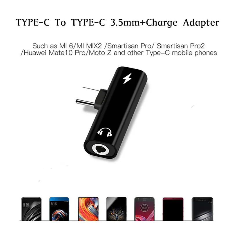 

Type-C To Type C 3.5mm Headphone Adapter for Huawei P30 P20 Pro Xiaomi Mi 8 6 3.5mm Aux Audio Charge Adapter