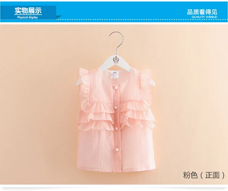 2018 Hot Summer New Design 2 3 4 6 8 9 10Years Thin Sweet Cute Solid Color Short Fly Sleeve Blouse Baby Kids Girls Chiffon Shirt (8)