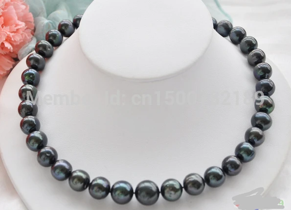 

j00553 Huge 18" 15mm ROUND BLACK Freshwater cultured PEARL NECKLACE