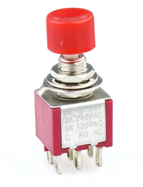Momentary 1 NO 1 NC DPDT Red Cap Push Button Switch AC 120V 5A 250V 2A