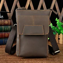 Для мужчин Crazy Horse Сумка через плечо сумка, носимая на поясном ремне или через плечо Высококачественная ячейка чехол для телефона поясная сумка Fanny Pack Курьерские сумки кошелек