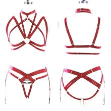 Сексуальный женский винный красный бондаж упряжь Готическая Harajuku слинг ручной работы набор