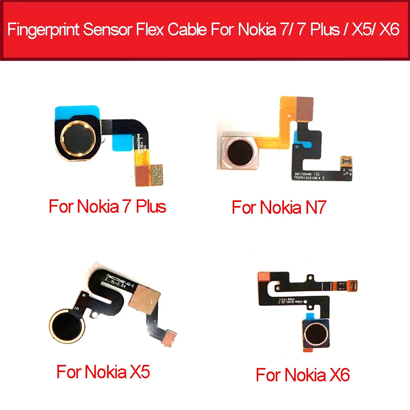 Home Button Fingerprint Sensor Flex Cable For Nokia 5 6 7 8 X5 X6 Menu Return Touch Sensor Flex Ribbon Repair Parts Replacement