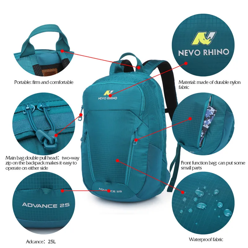 25L NEVO RHINO, водонепроницаемый мужской рюкзак, унисекс, дорожная сумка, походный, для альпинизма, альпинизма, кемпинга, рюкзак для мужчин