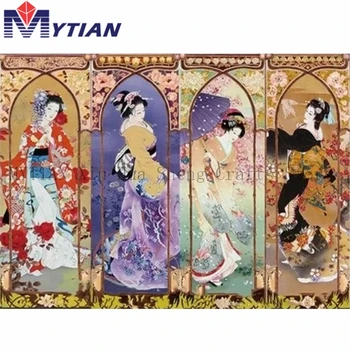 

Japanese Women Portrait Diamond Painting Kit Full Square Round Drill 5d DIY Kimono Girls Mosaic Rhinestone Diamond Embroidery