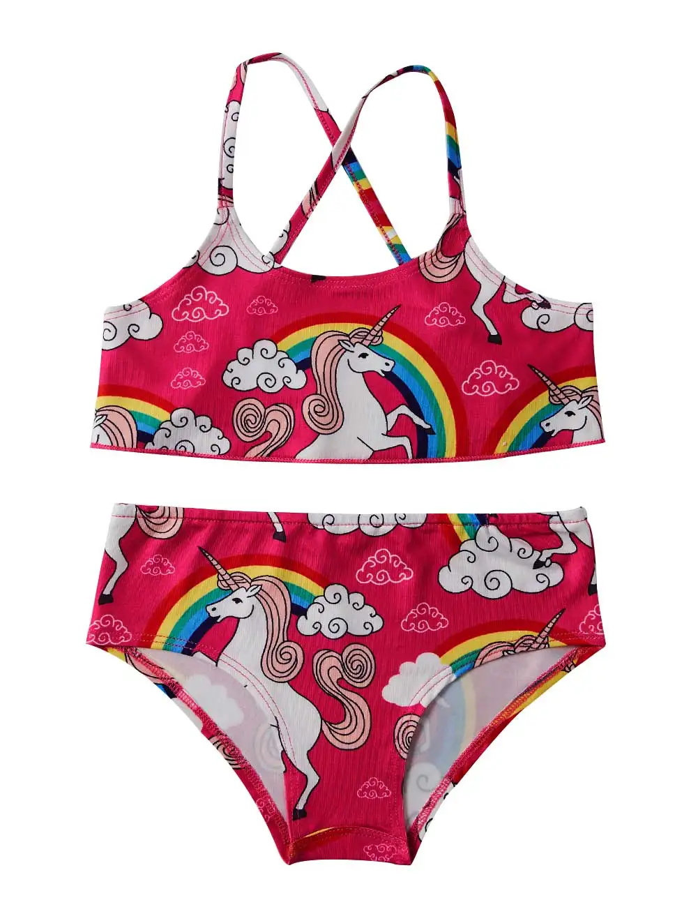 

Unicorn Cartoon Print Summer Kid Girls Swimwear Fashion Rainbow Horse Swimsuit Kids Bikini Child Swimsuit Girl Swim Wear Clothes