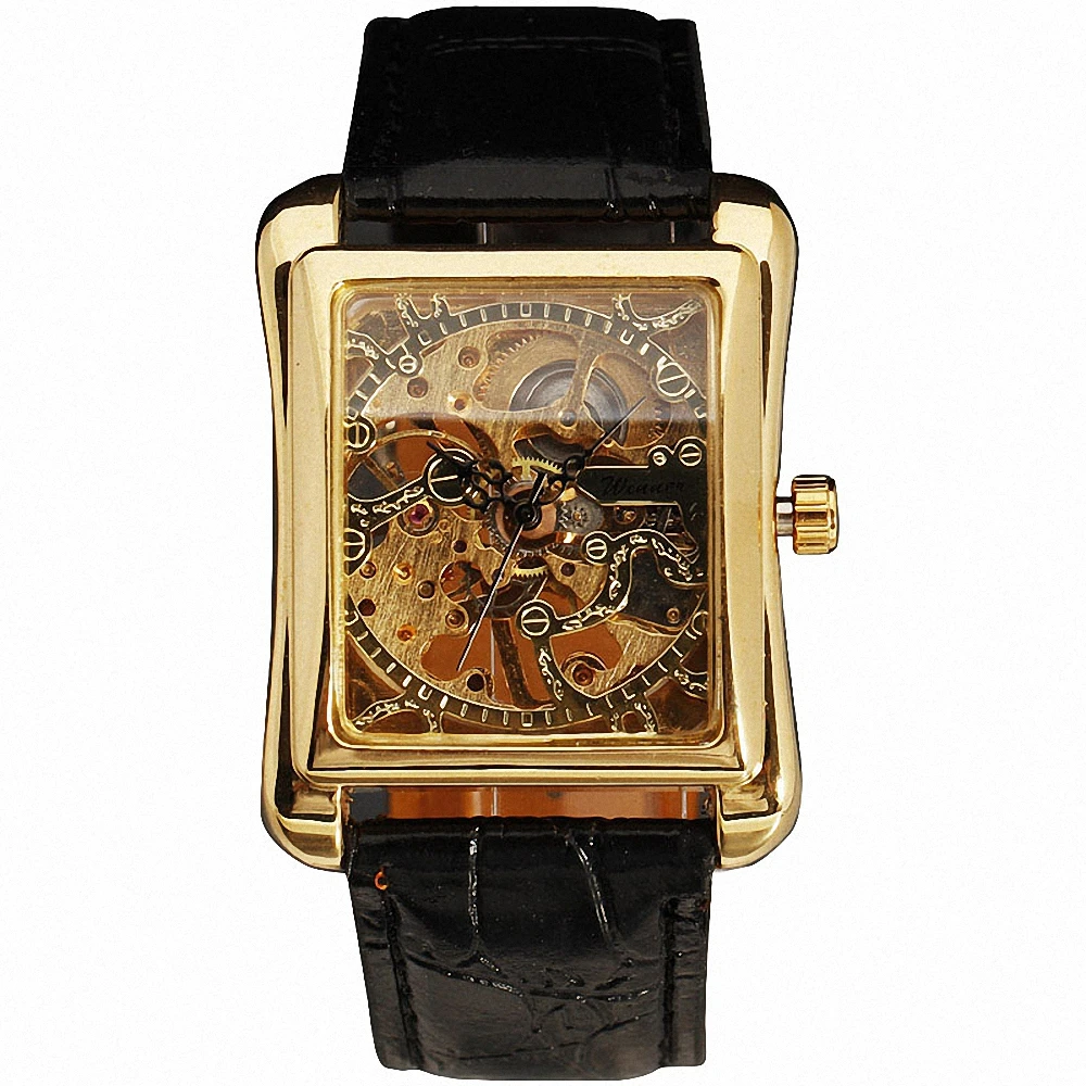 2016 font b WINNER b font Retro Ladies Semi automatic Mechanical Watch Women Wristwatches Skeleton Rectangle