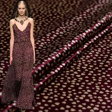 Pearlsilk 16momme красное вино с принтом сердца эластичный атлас тутового шелка материалы летнее платье DIY Одежда ткани