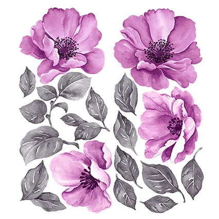 Акварельная живопись, настенная наклейка, домашний декор, гостиная, цветок, настенное искусство, украшение для дома, аксессуары, обои vinilo diy - Цвет: purple