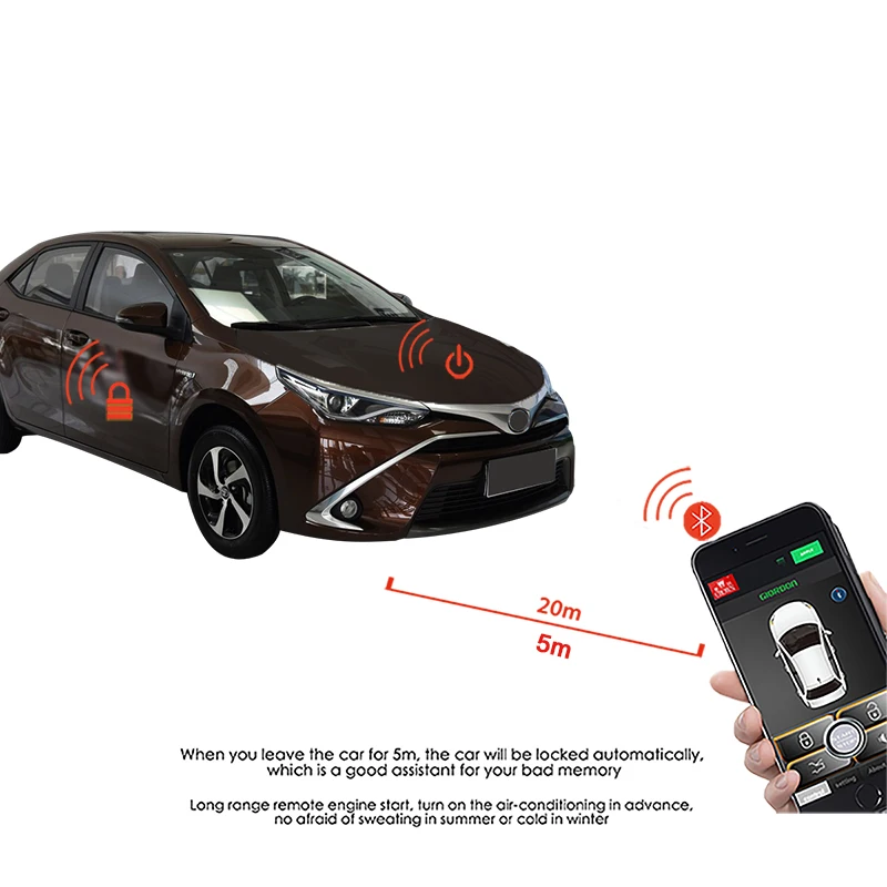  SmartPhone APP Keyless Entry Remote Start For Car Kit Auto Start Stop Button PKE Start Car Engine w
